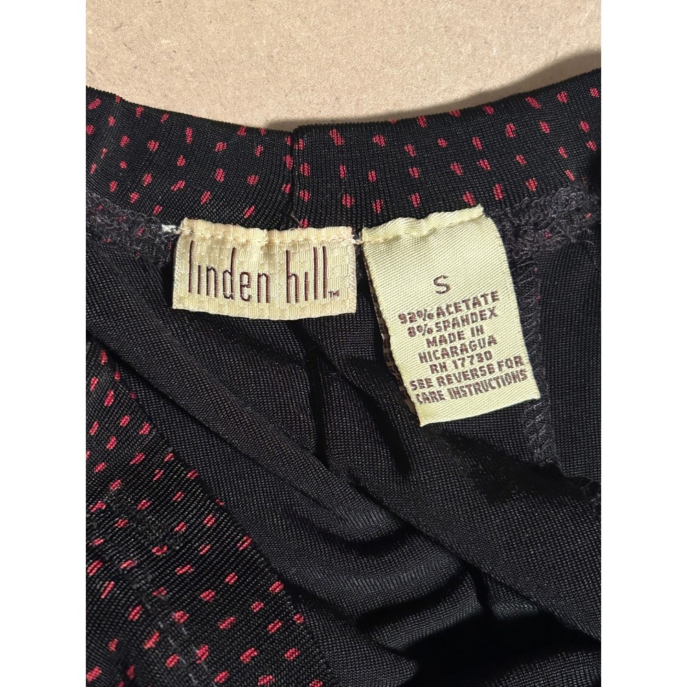 Vintage Y2K Linden Hill Womens Black Red Micro Dot Maxi Skirt Size Small Stretch - Picture 7 of 8